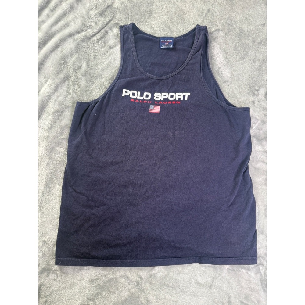 Polo Sport Ralph Lauren Tank Top 1990s Mens XL Navy Blue Sleeveless Scoop Neck